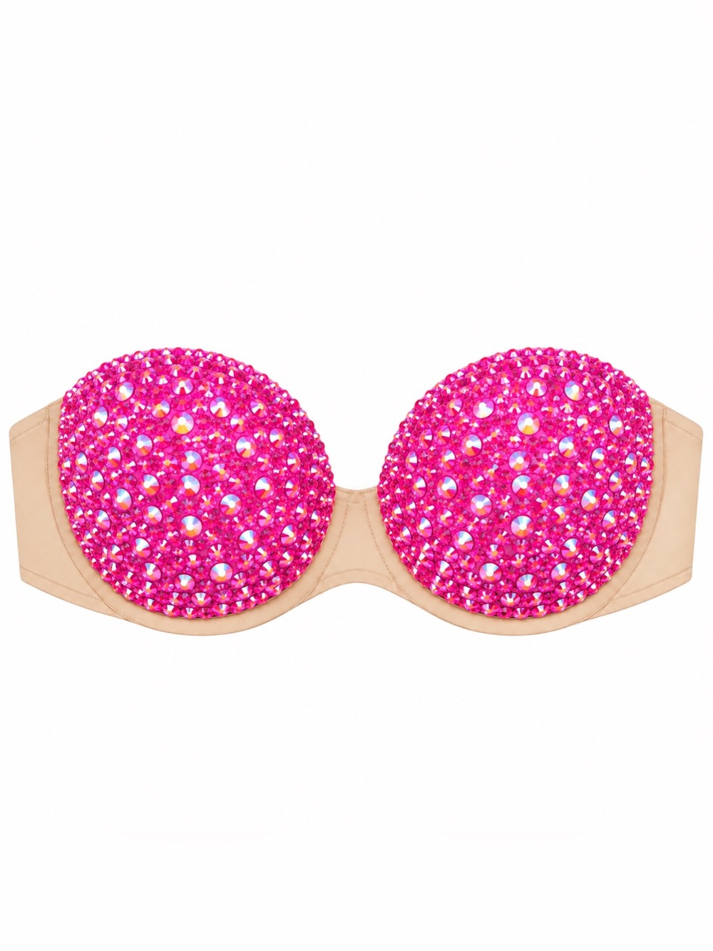 Hot Pink AB Iridescent Jelly Rhinestone Sparkly Bra Limited Special